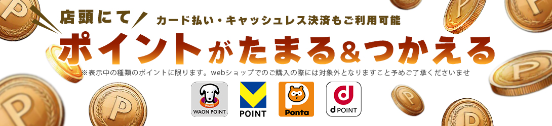 各社クレジットカードやポイントがご利用可能です